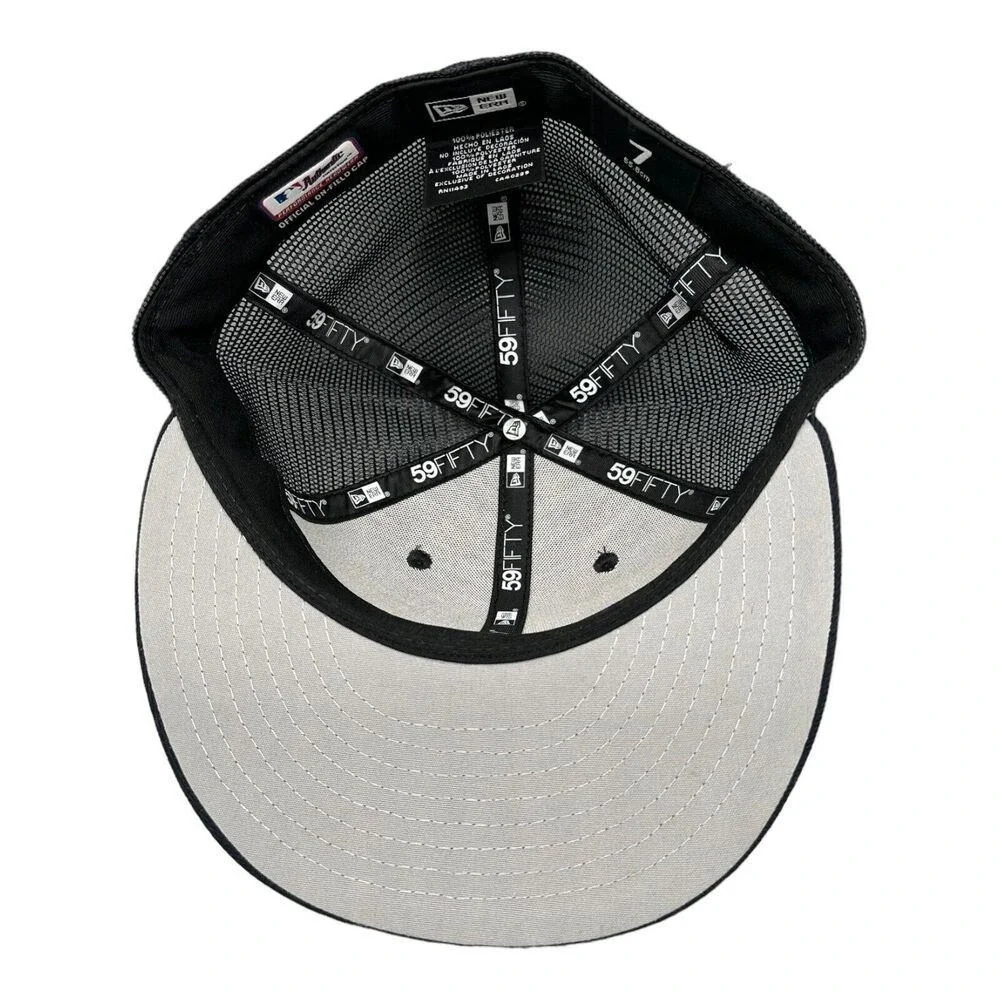 New Era 59FIFTY Atlanta Braves Mesh Black Red‎ Fitted Hat Cap Men's Sz 7 NWT